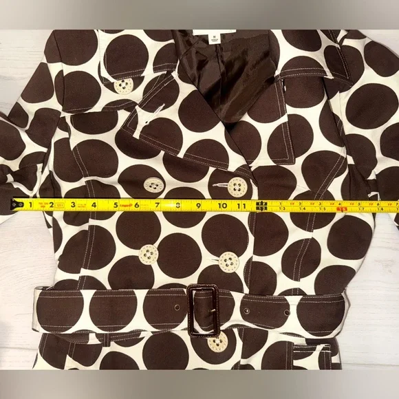 Merona Mod Retro Polka Dot Canvas Coat Belted Trench Coat - Picture 6 of 7